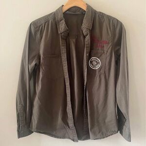 Harley Davidson Women’s Olive Long Sleeve Button Down Shirt